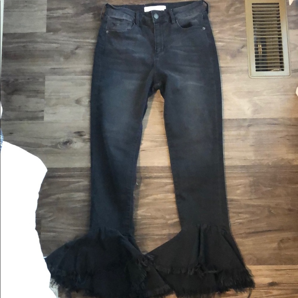 Black crop flare jeans